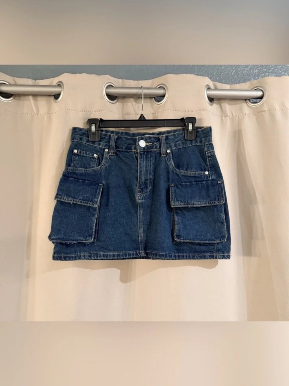 Telepatia Denim Cargo Mini Skirt in Blue